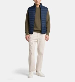 Galeries Lafayette Men's XL Navy Blue Full Zip Puffer Vest Winter Gorpcore O1-13